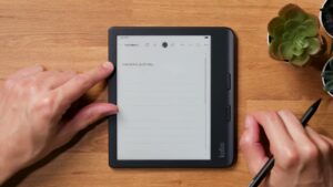 Erweitertes Notizbuch auf dem Kobo Libra Colour mit dem erkannten Satz THIS WORKS QUITE WELL.