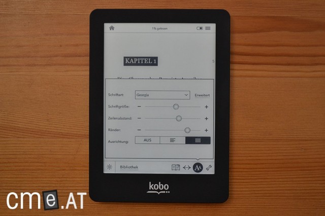 Die umfangreiche Schriftbildanpassung gehört zu den Stärken des Kobo Glo