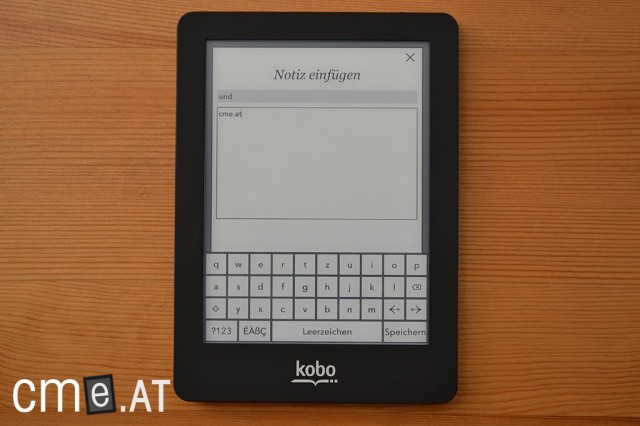 Notizen lassen sich mittels QWERTZ-Tastatur eingeben