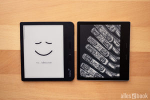 Tolino Vision 5 (links) vs. Kindle Oasis (rechts)