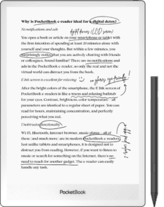 PocketBook InkPad One mit handschriftlichen Anmerkungen und Stylus 2