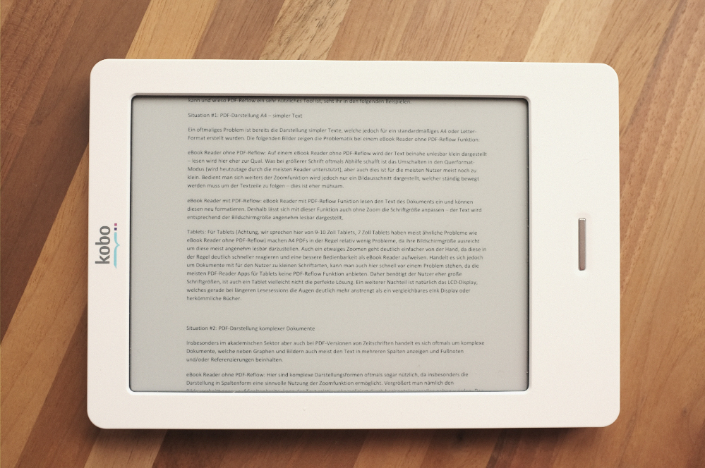 ebook reader with pdf text reflow